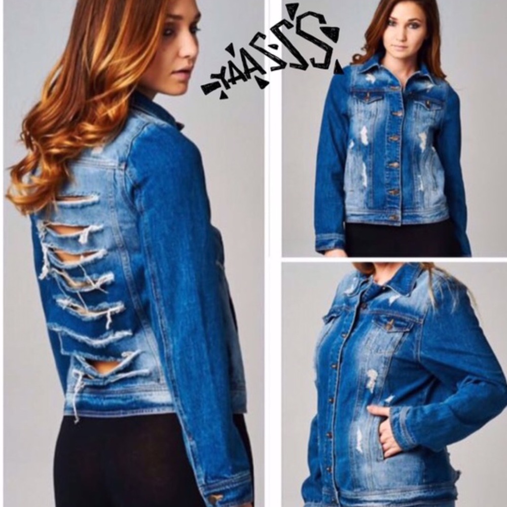 T.La Distressed Blue Denim Jacket